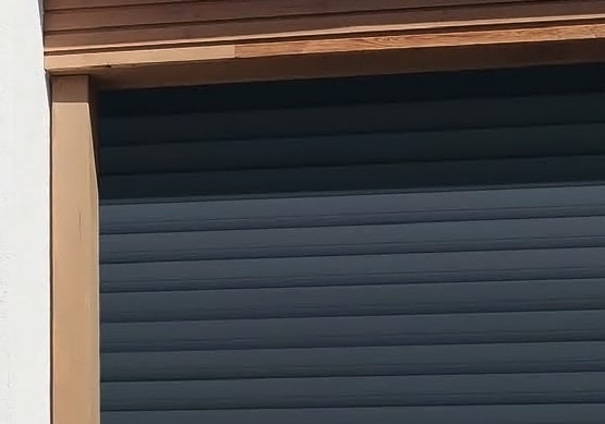 Blue garage roller shutters