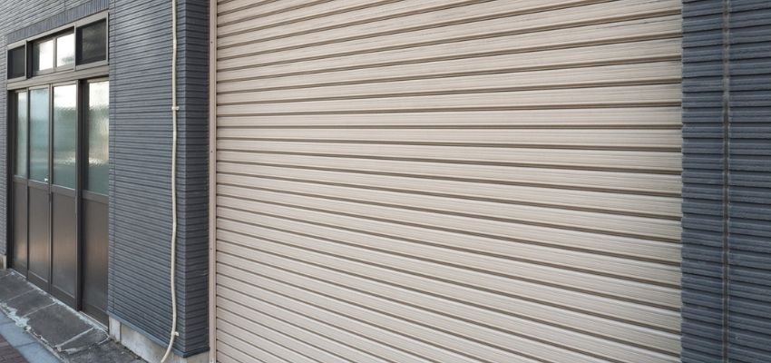 A roller shutter that was recently repaired