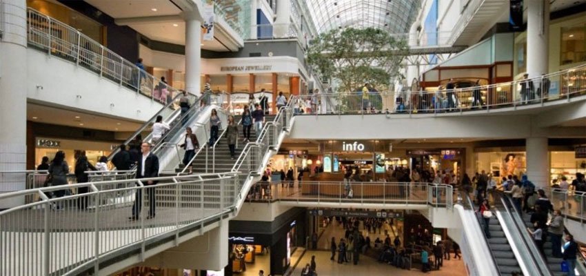 An interior shot of a retail shopping centre