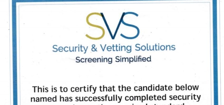 SVS certificate